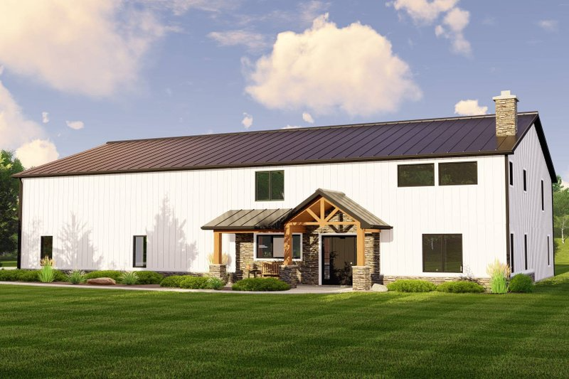 Single-Story Barndominium with Wraparound Porch Plans